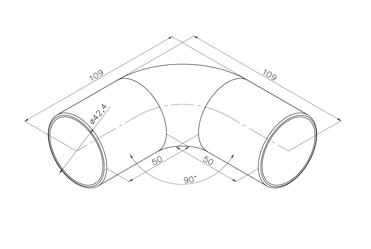 Aluminium 90° Corner Connector for Ø42.4 mm Handrail - Image 2